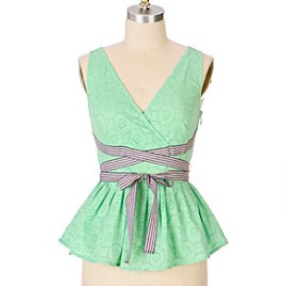 ANTHROPOLOGIE MINT SPRIG SURPLICE BY ODILLE sz 4